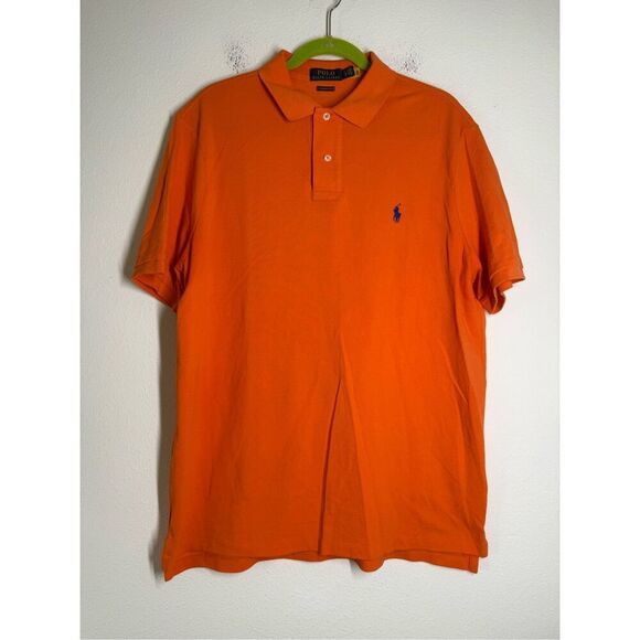 Polo Ralph Lauren Men’s Cotton Polo Shirt Orange Size L Classic Fit Logo - Picture 1 of 8
